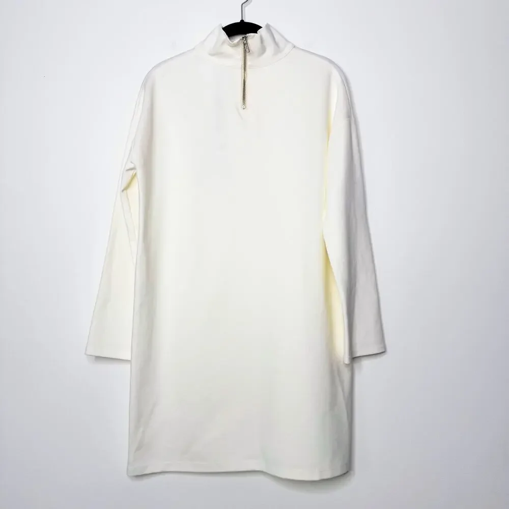 Emerson Fry Edie Turtleneck Dress Ivory Ponte Mod Mini Size S New With Tags - Picture 9 of 12